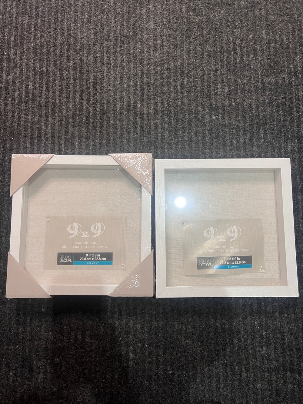 Studio Decor 9x9 Shadow Box Set Of 2  White  Display Frames NWT